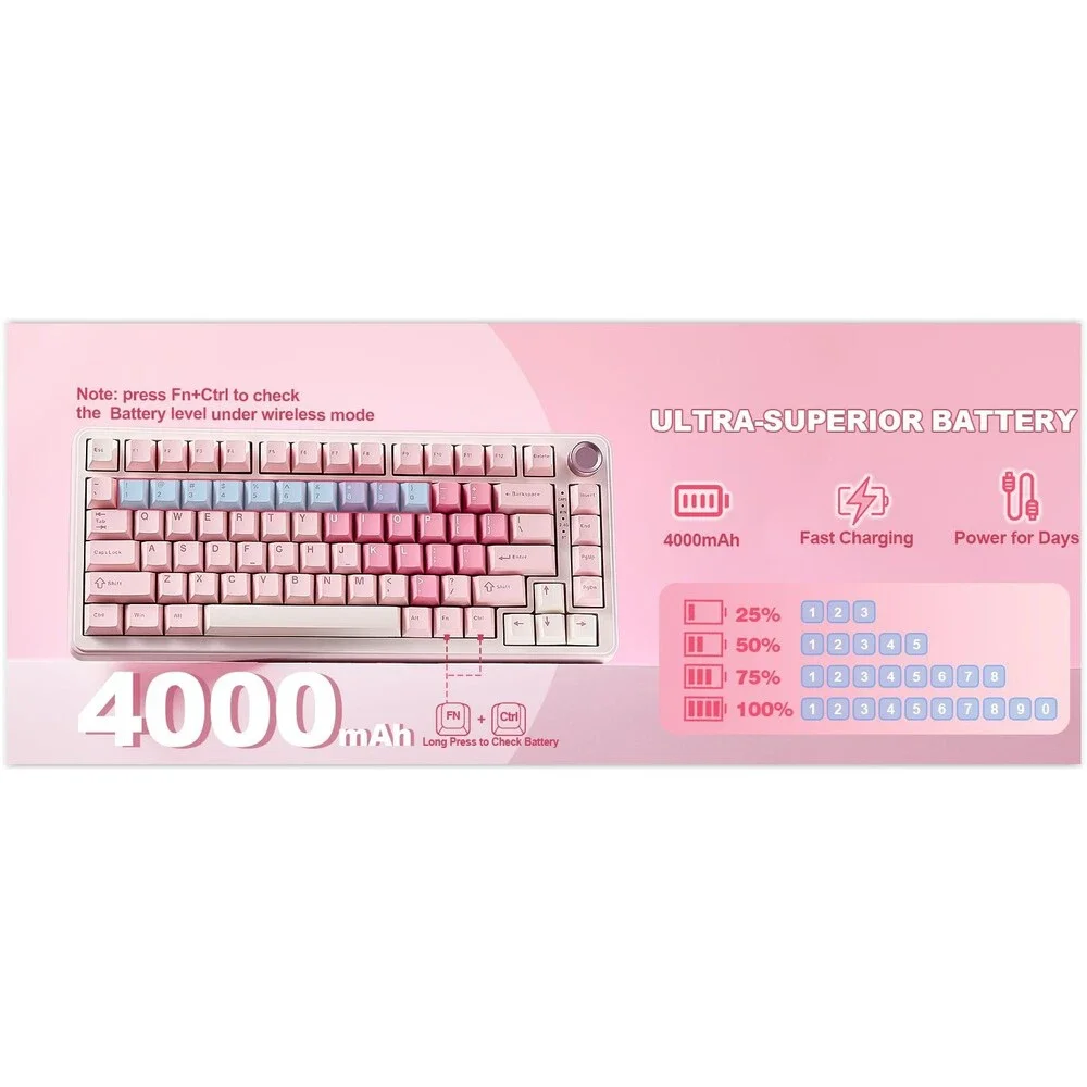 YUNZII B75 PRO Wireless Mechanical Keyboard,75% Hot Swappable Backlit NEW